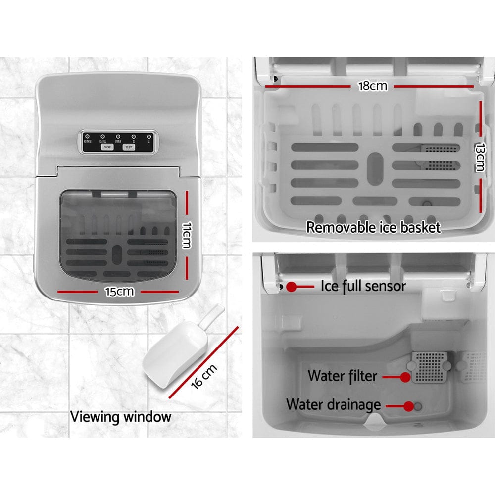 Devanti Portable Ice Cube Maker - Silver - SportZone.co.nz