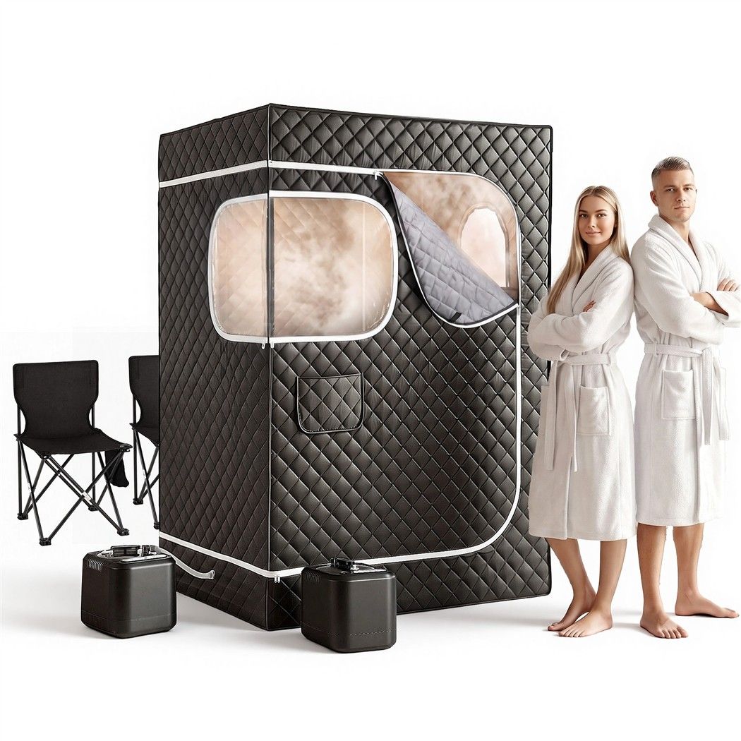 Devanti Portable Steam Sauna Tent 2 Person 1000W 3L Steamer Home SPA 60Min Timer - SportZone.co.nz