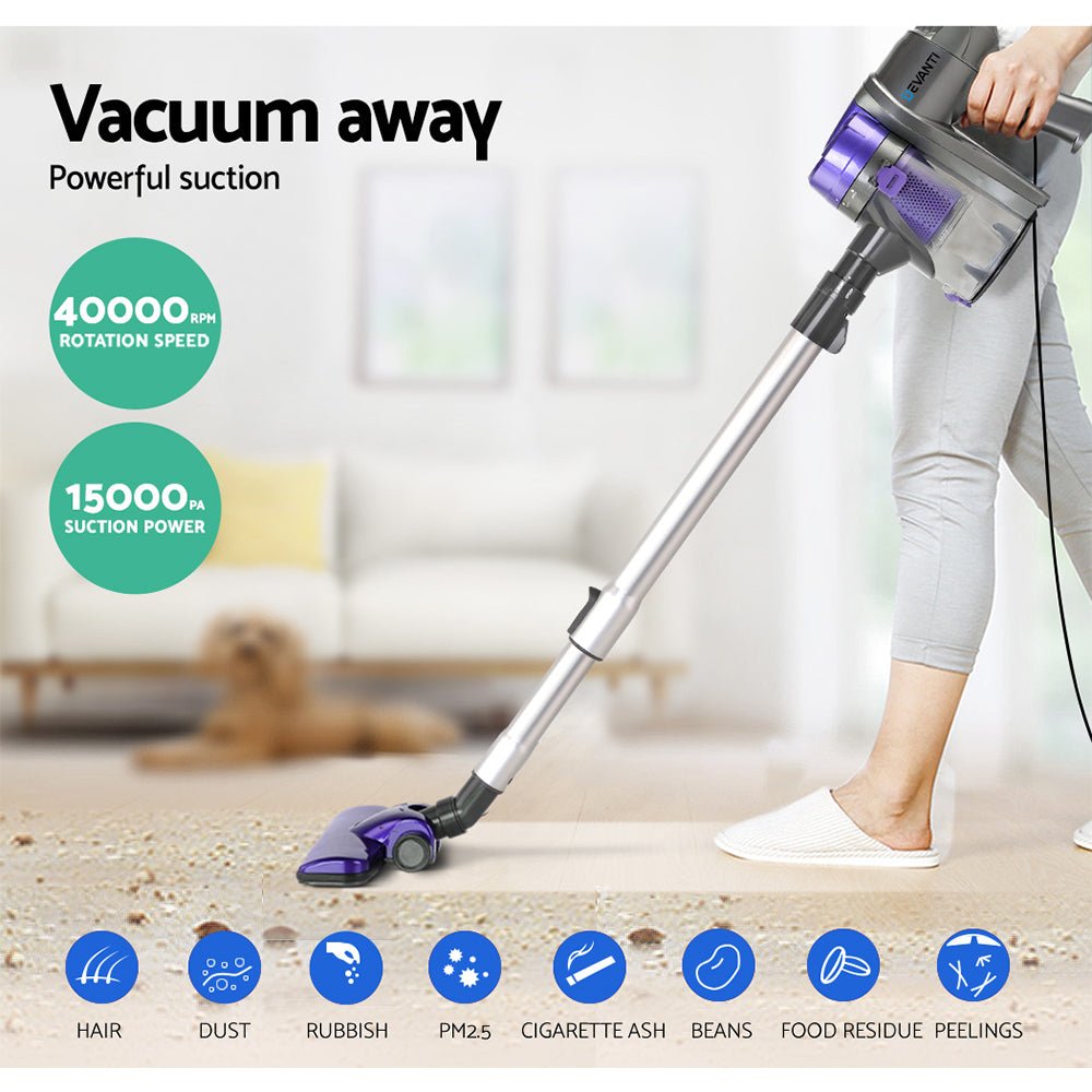 Devanti Stick Vacuum Cleaner Handheld Corded 450W Purple - SportZone.co.nz