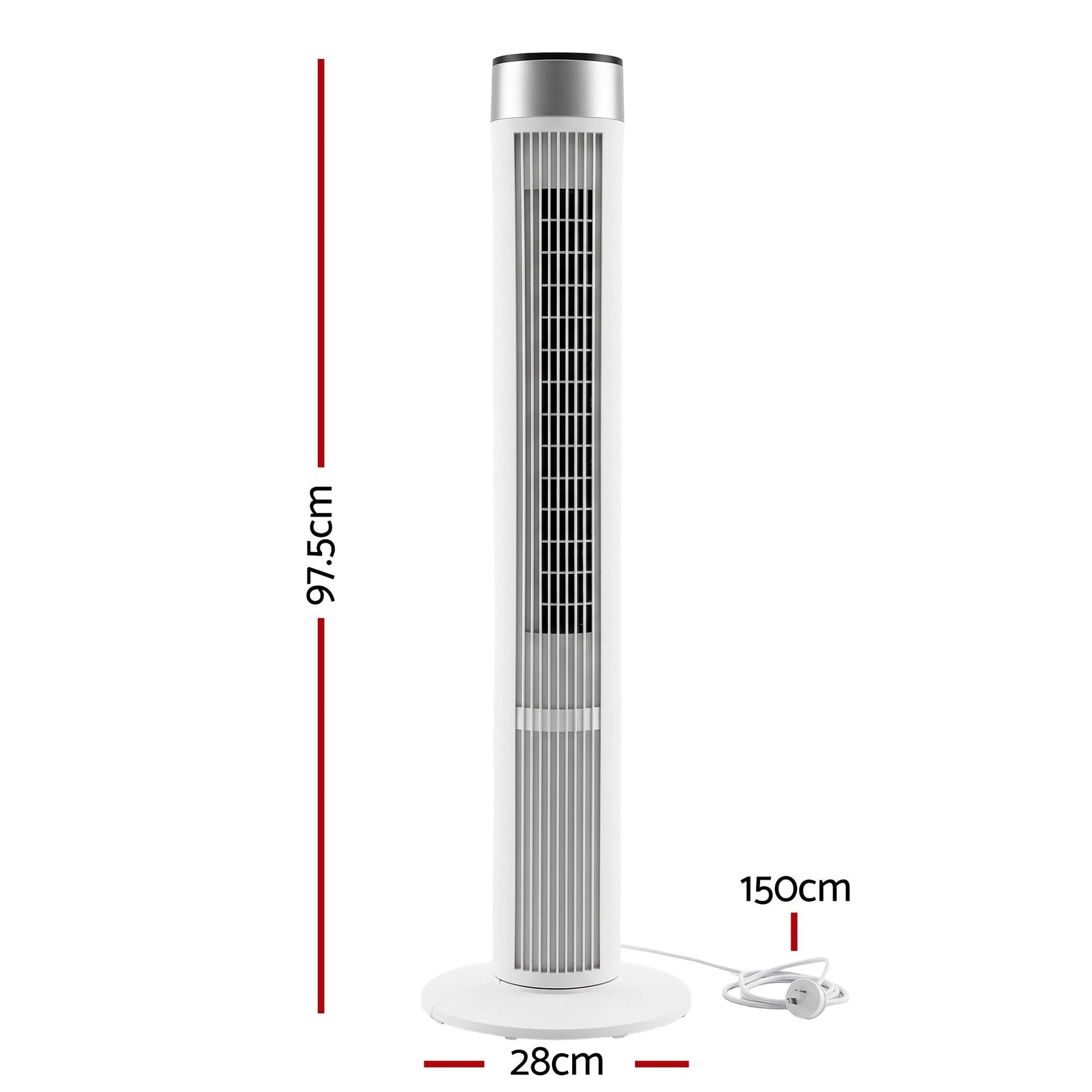Devanti Tower Fan with Remote Control, 3 Speed 3 Mode 7.5h Timer, White - SportZone.co.nz