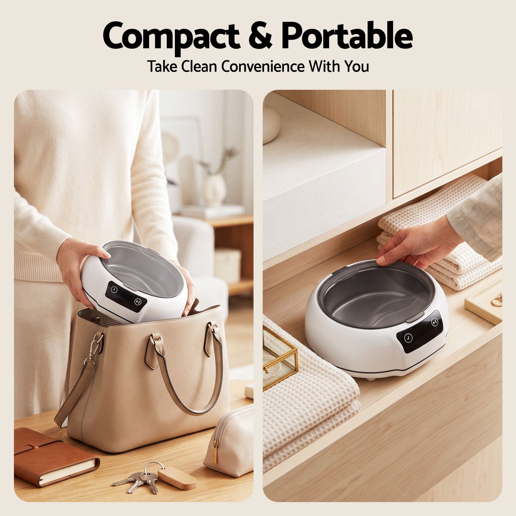 Devanti Ultrasonic Cleaner 700mL 48kHz Jewellery Cleaning Machine with Stainless Steel Tank White - SportZone.co.nz