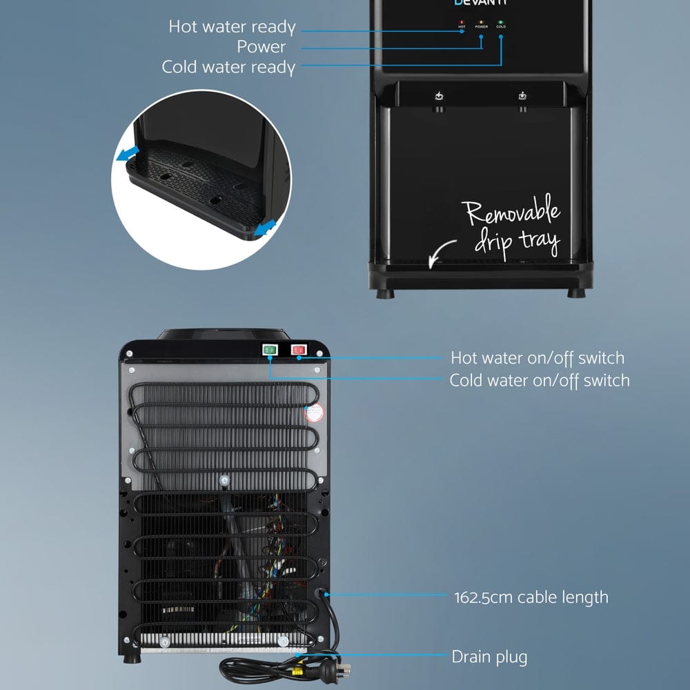Devanti Water Cooler Dispenser Bench Top 22L Black - SportZone.co.nz
