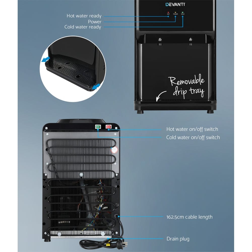 Devanti Water Cooler Dispenser Bench Top Black - SportZone.co.nz