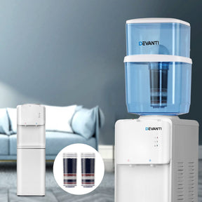 Devanti Water Cooler Dispenser Stand 22L Bottle White w/2 Filter - SportZone.co.nz
