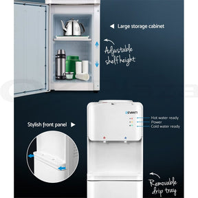 Devanti Water Cooler Dispenser Stand 22L Bottle White w/2 Filter - SportZone.co.nz