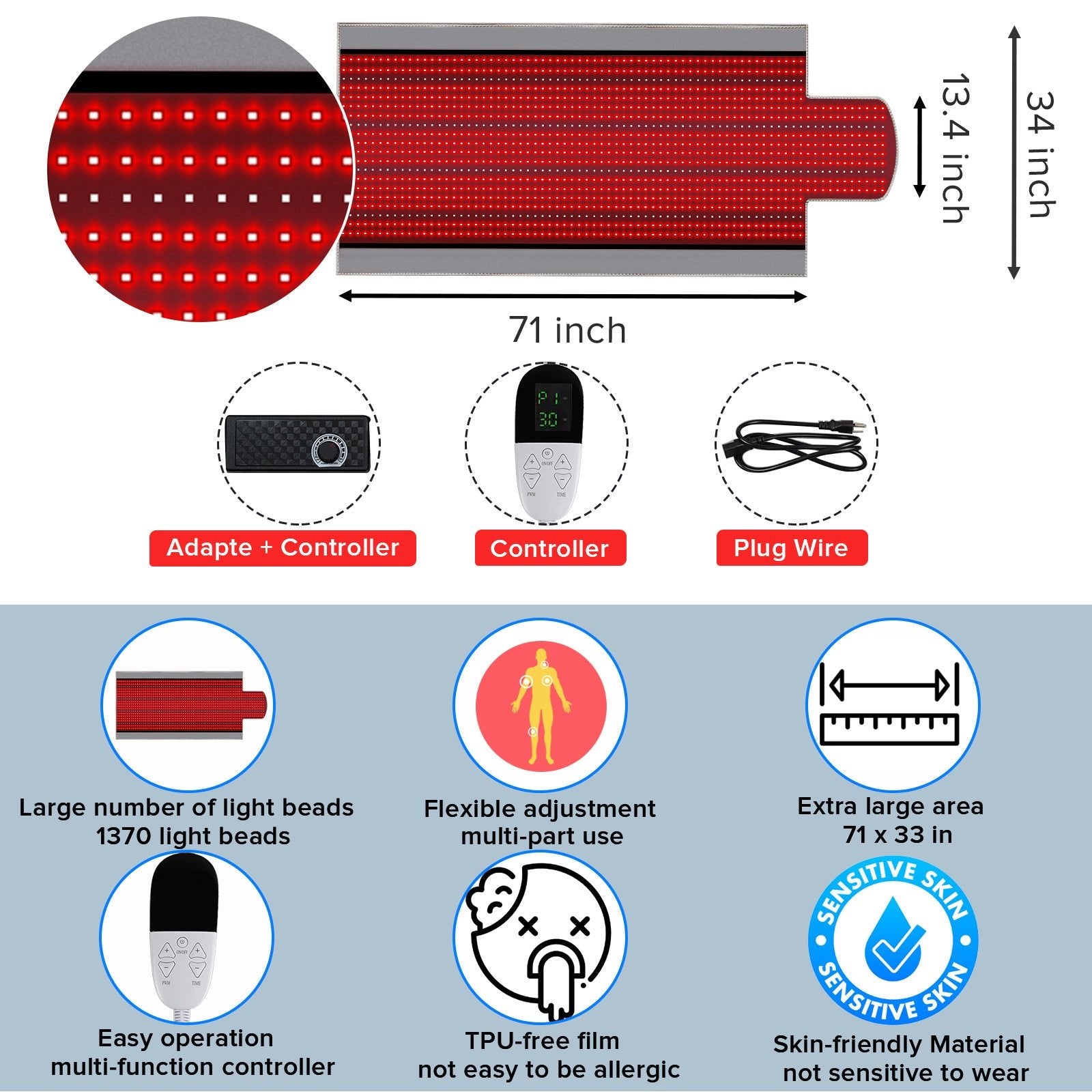 Electric Heating Wrap 12V 16W 5 Heat Settings Neoprene Shoulder Waist Leg Heat Pad - SportZone.co.nz