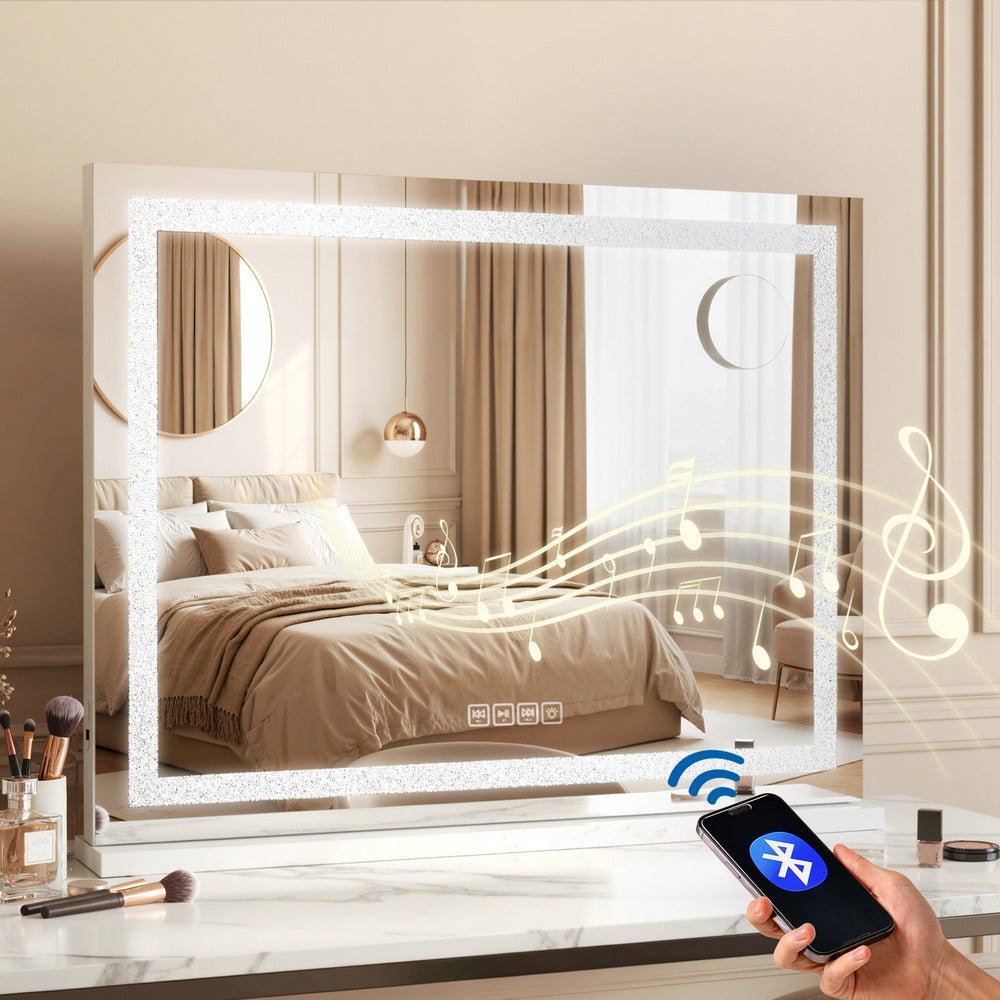Embellir Bluetooth Makeup Mirror 58x46cm Hollywood Vanity with LED Light Crystal - SportZone.co.nz
