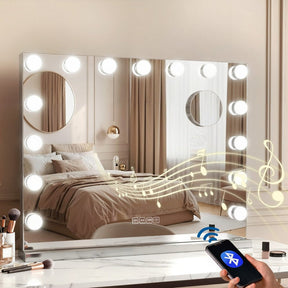 Embellir Bluetooth Makeup Mirror 58x46cm Hollywood Vanity with LED Light Wall - SportZone.co.nz