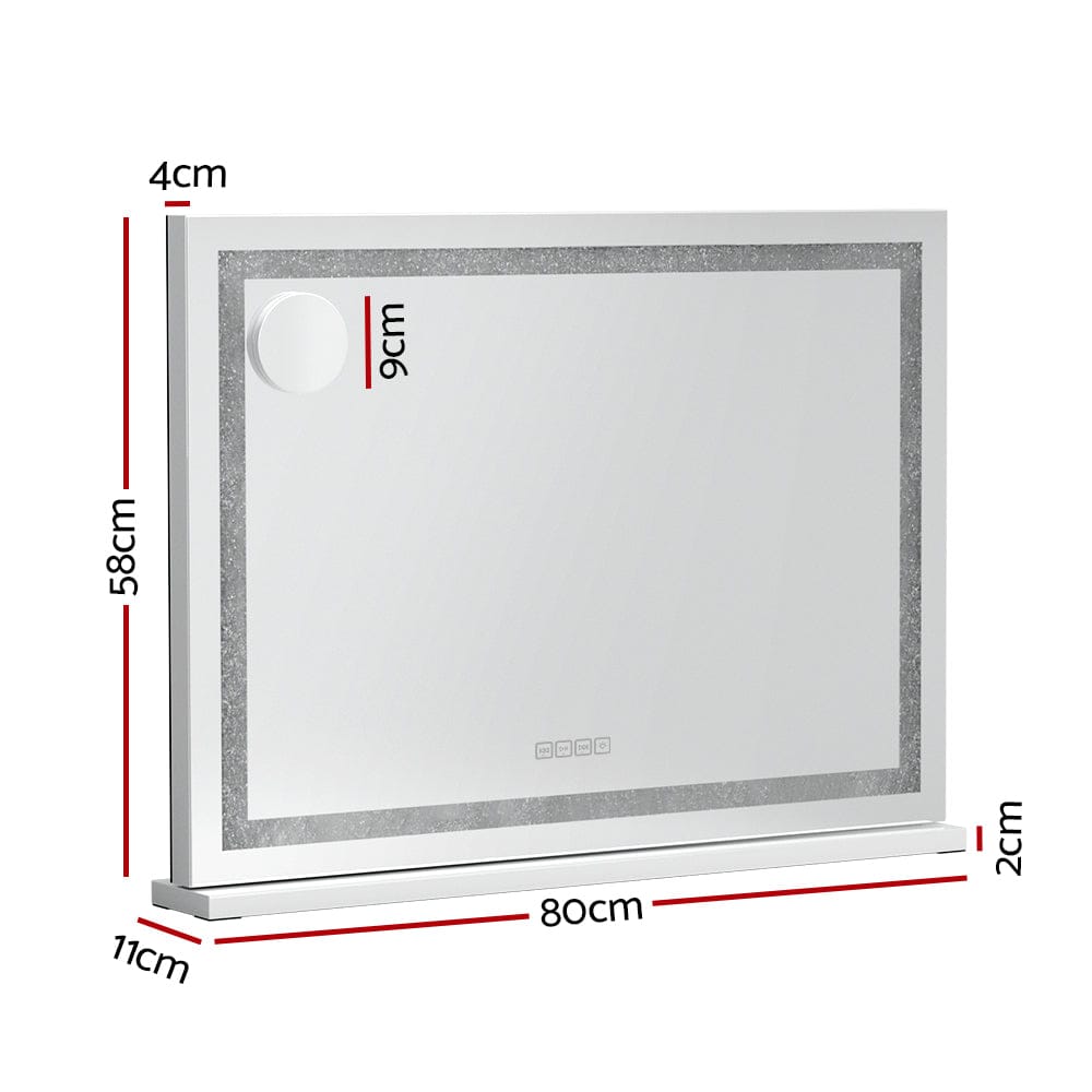 Embellir Bluetooth Makeup Mirror 80x58cm Hollywood Vanity with LED Light Crystal - SportZone.co.nz