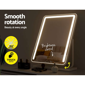 Embellir Makeup Mirror 40x50cm Hollywood Vanity with LED Light Strip Rotation - SportZone.co.nz