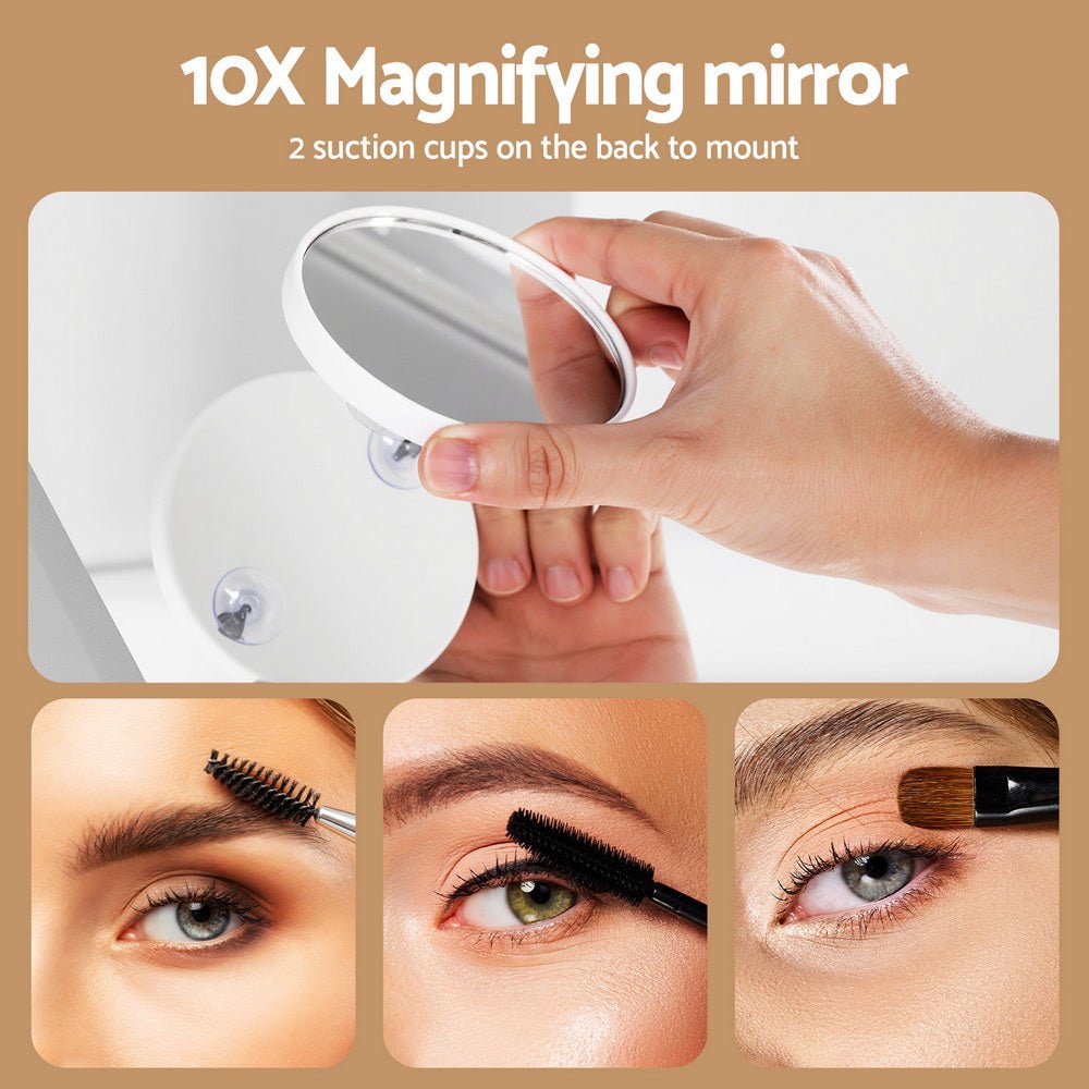 Embellir Makeup Mirror 58x45cm Hollywood Vanity with LED Light Tabletop White - SportZone.co.nz
