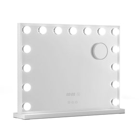 Embellir Makeup Mirror 58x45cm Hollywood Vanity with LED Light Tabletop White - SportZone.co.nz