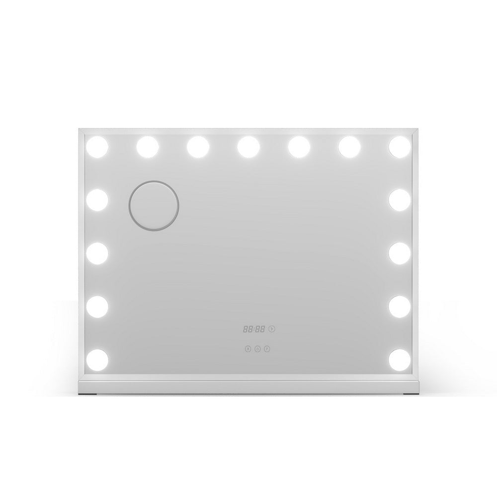 Embellir Makeup Mirror 58x45cm Hollywood Vanity with LED Light Tabletop White - SportZone.co.nz