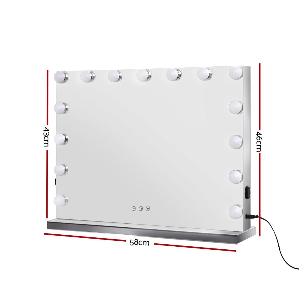 Embellir Makeup Mirror 58x46cm Hollywood Vanity with LED Light Tabletop Wall - SportZone.co.nz