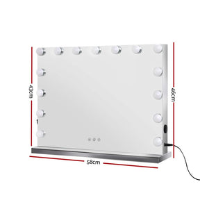 Embellir Makeup Mirror 58x46cm Hollywood Vanity with LED Light Tabletop Wall - SportZone.co.nz