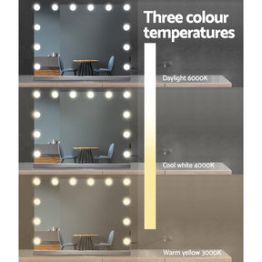 Embellir Makeup Mirror 58x46cm Hollywood Vanity with LED Light Tabletop Wall - SportZone.co.nz