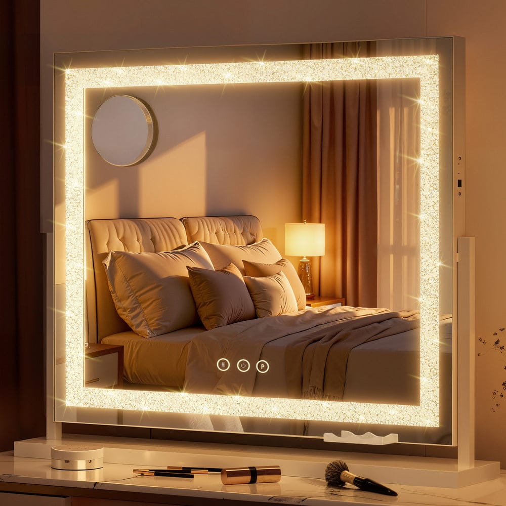 Embellir Makeup Mirror 60x50cm 360～ Rotatable Vanity Mirror with Lights Crystal LED - SportZone.co.nz