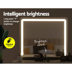 Embellir Makeup Mirror 60x50cm Hollywood Vanity with LED Light Tabletop Black - SportZone.co.nz