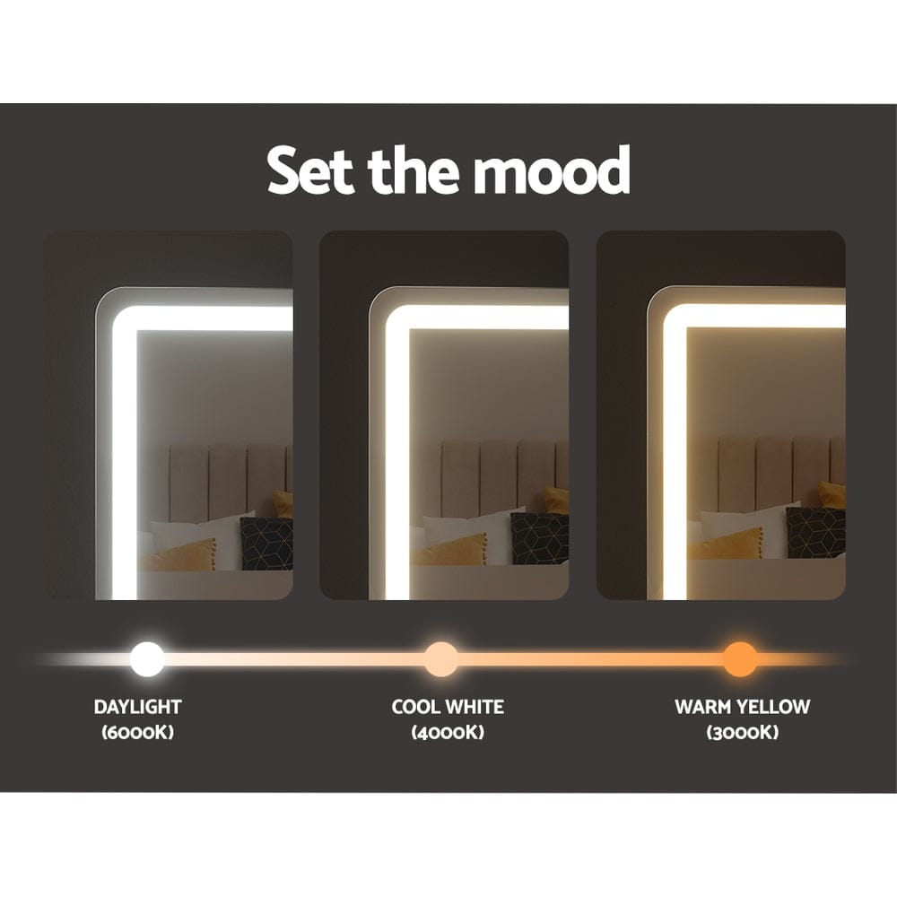 Embellir Makeup Mirror 60x50cm Hollywood Vanity with LED Light Tabletop Black - SportZone.co.nz