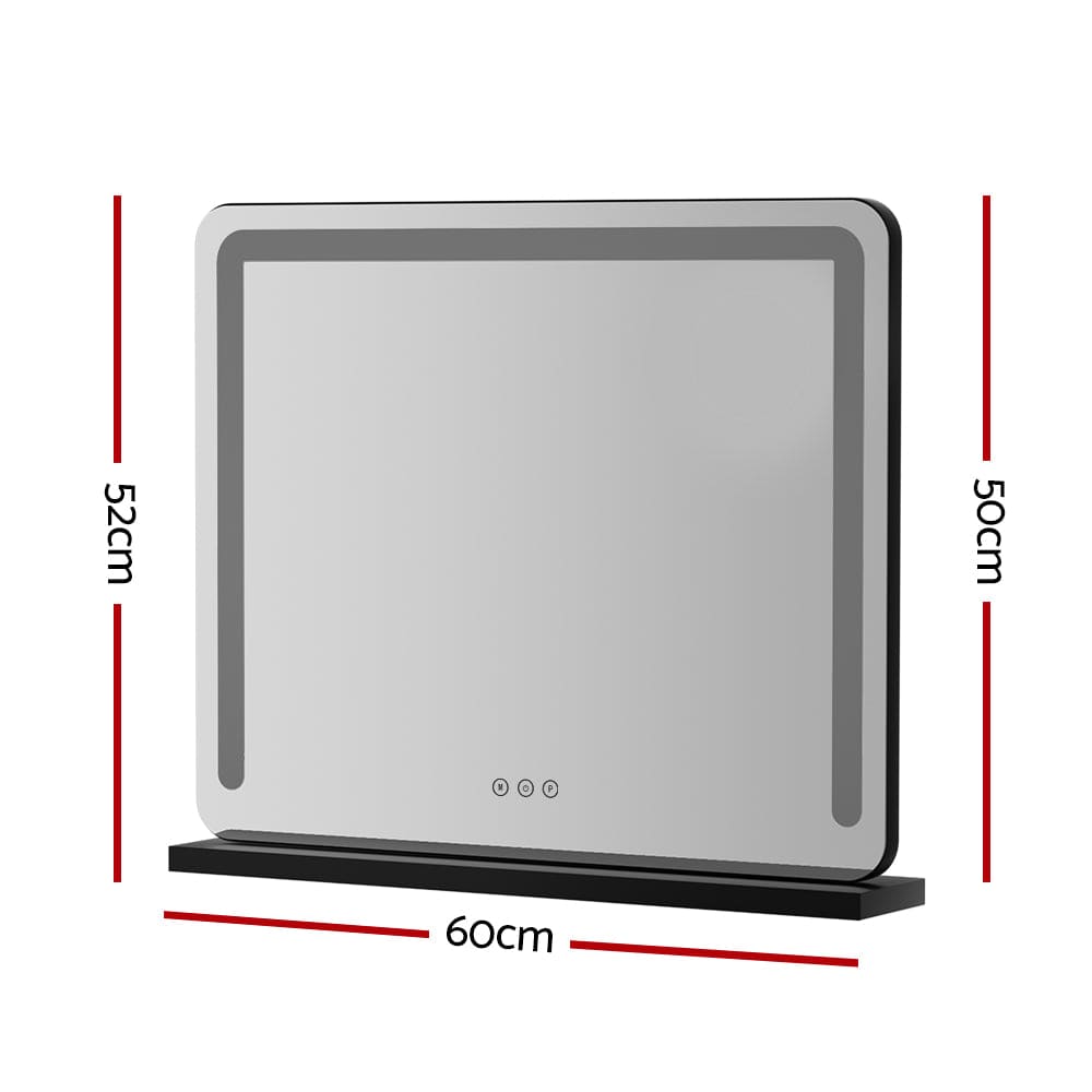 Embellir Makeup Mirror 60x50cm Hollywood Vanity with LED Light Tabletop Black - SportZone.co.nz