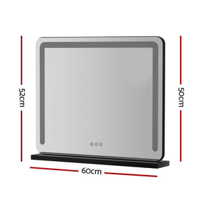 Embellir Makeup Mirror 60x50cm Hollywood Vanity with LED Light Tabletop Black - SportZone.co.nz