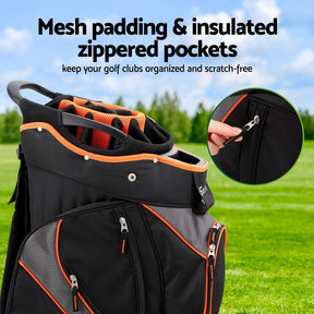 Everfit 14 Ways Dividers Golf Bag Stand Insulated Carry Bag Zippered Rain Cover - SportZone.co.nz