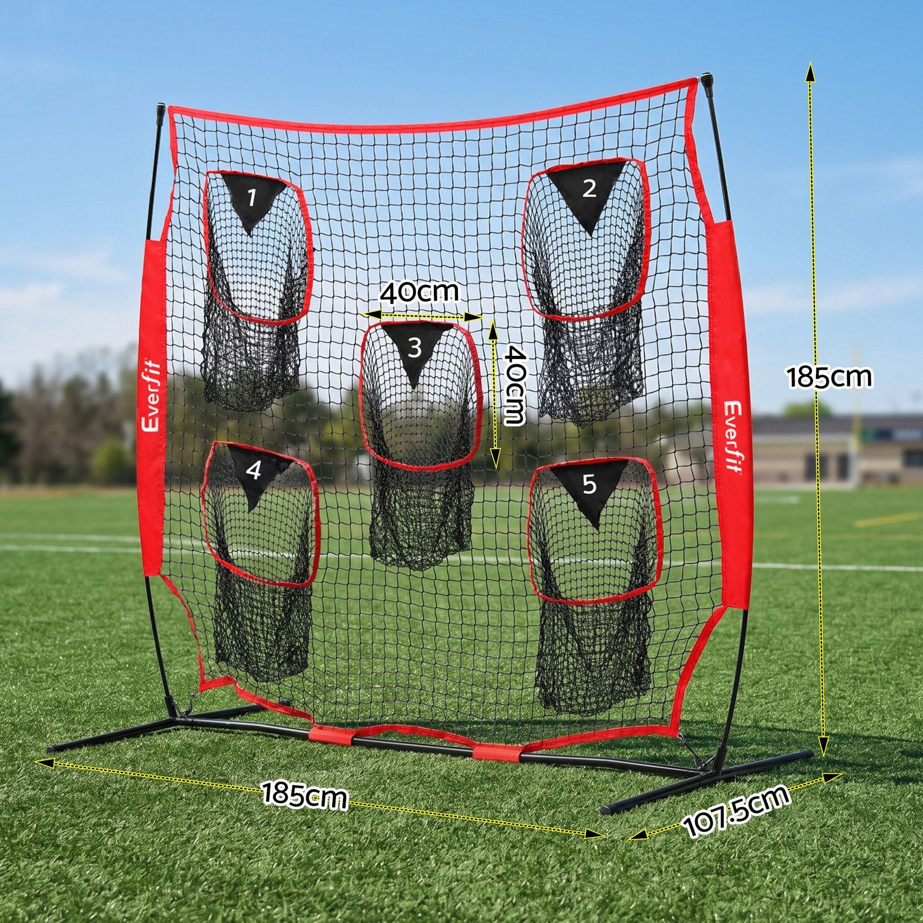 Everfit 1.8m Football Training Net 5 Target Portable Soccer Goal Nets Rebounder - SportZone.co.nz