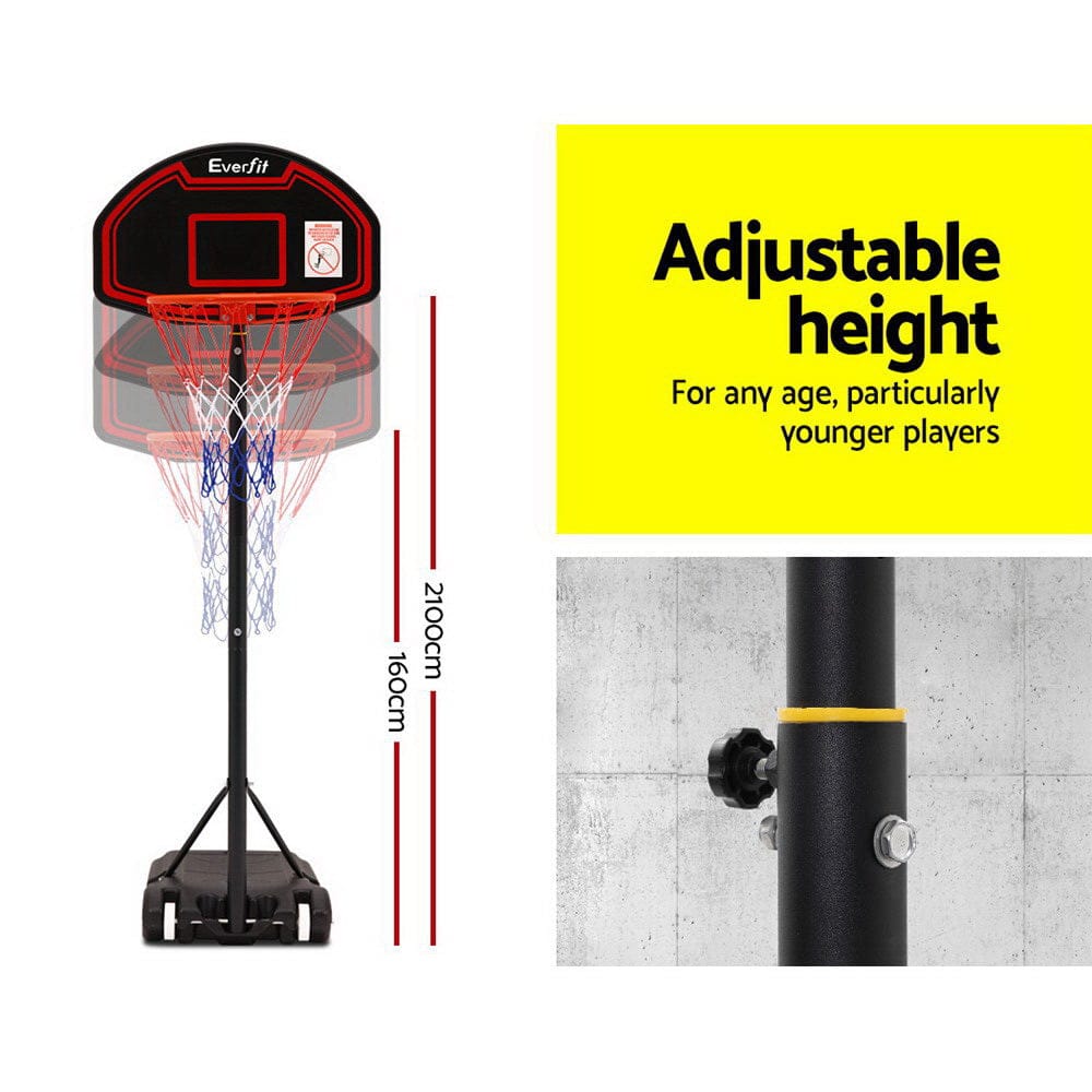 Everfit 2.1M Basketball Hoop Stand System Adjustable Portable Pro Kids Black - SportZone.co.nz