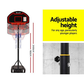 Everfit 2.1M Basketball Hoop Stand System Adjustable Portable Pro Kids Black - SportZone.co.nz