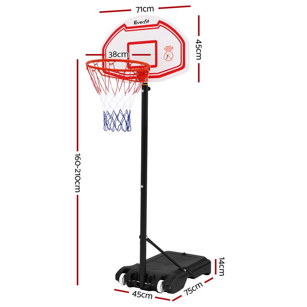 Everfit 2.1M Basketball Hoop Stand System Adjustable Portable Pro Kids White - SportZone.co.nz