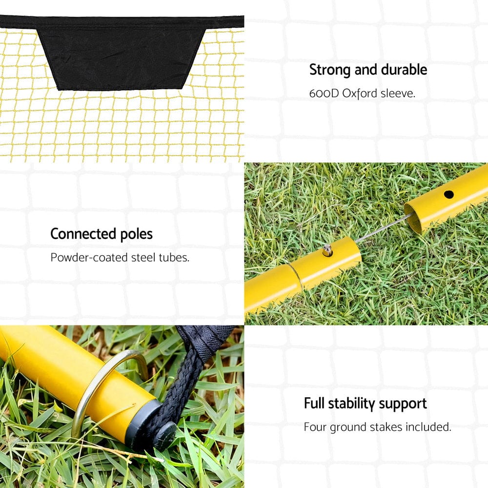 Everfit 2.1m Football Soccer Net Portable Goal Net Rebounder Sports Training Yellow - SportZone.co.nz