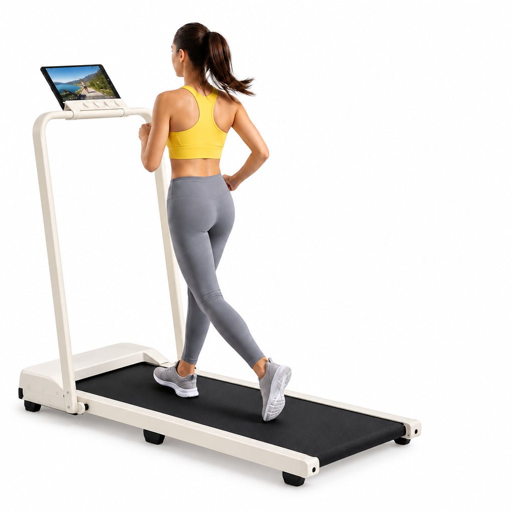Everfit 3 in 1 Walking Pad Treadmill 12% Incline Foldable Under Desk Treadmills for Home 38cm Beige - SportZone.co.nz