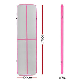 Everfit 4M Air Track Gymnastics Tumbling Exercise Cheerleading Mat Inflatable Pink - SportZone.co.nz