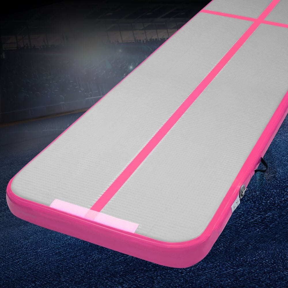 Everfit 4M Air Track Gymnastics Tumbling Exercise Cheerleading Mat Inflatable Pink - SportZone.co.nz