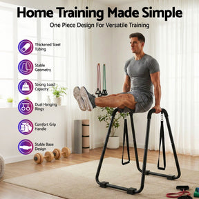 Everfit Dip Station Parallel Bars Heavy Duty Home Gym Stand Calisthenics Black - SportZone.co.nz