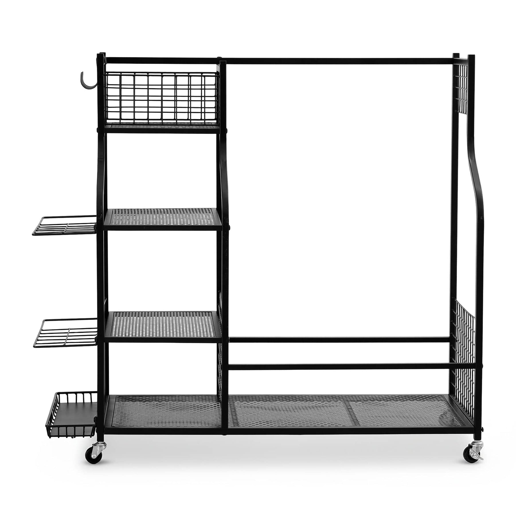 Everfit Golf Bag Storage Golf Storage Garage Organizer with Wheels Black - SportZone.co.nz