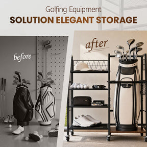 Everfit Golf Bag Storage Rack Golf Organizer Hold 1 Bags 4 Shelves - SportZone.co.nz