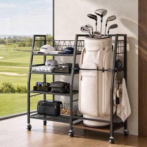 Everfit Golf Bag Storage Rack Golf Organizer Hold 1 Bags 4 Shelves - SportZone.co.nz
