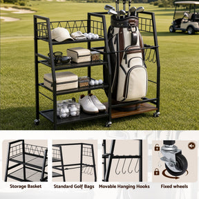 Everfit Golf Bag Storage Rack Golf Organizer Hold 1 Bags 4 Shelves - SportZone.co.nz