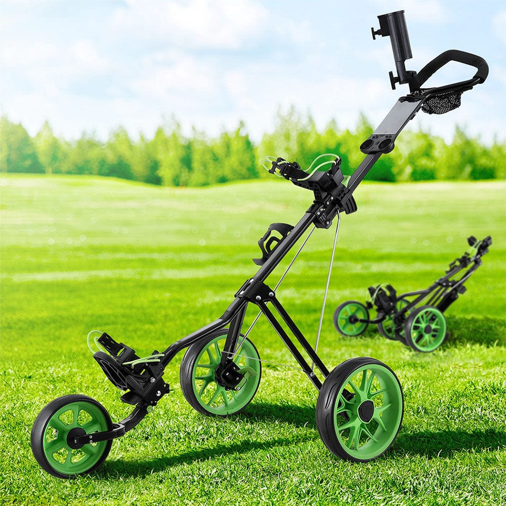 Everfit Golf Buggy Quick Folding Trolley Golf Cart 3 Wheels Height Adjustable - SportZone.co.nz