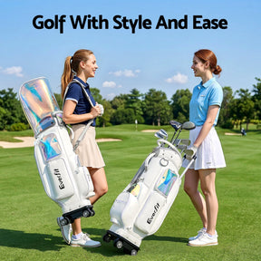 Everfit Golf Cart Bag Rolling Buggy Trolley Club Organiser White - SportZone.co.nz