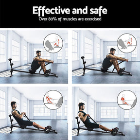 Everfit Hydraulic Rowing Machine Rower 12 Levels Resistance Exercise Fitness Gym Cardio - SportZone.co.nz