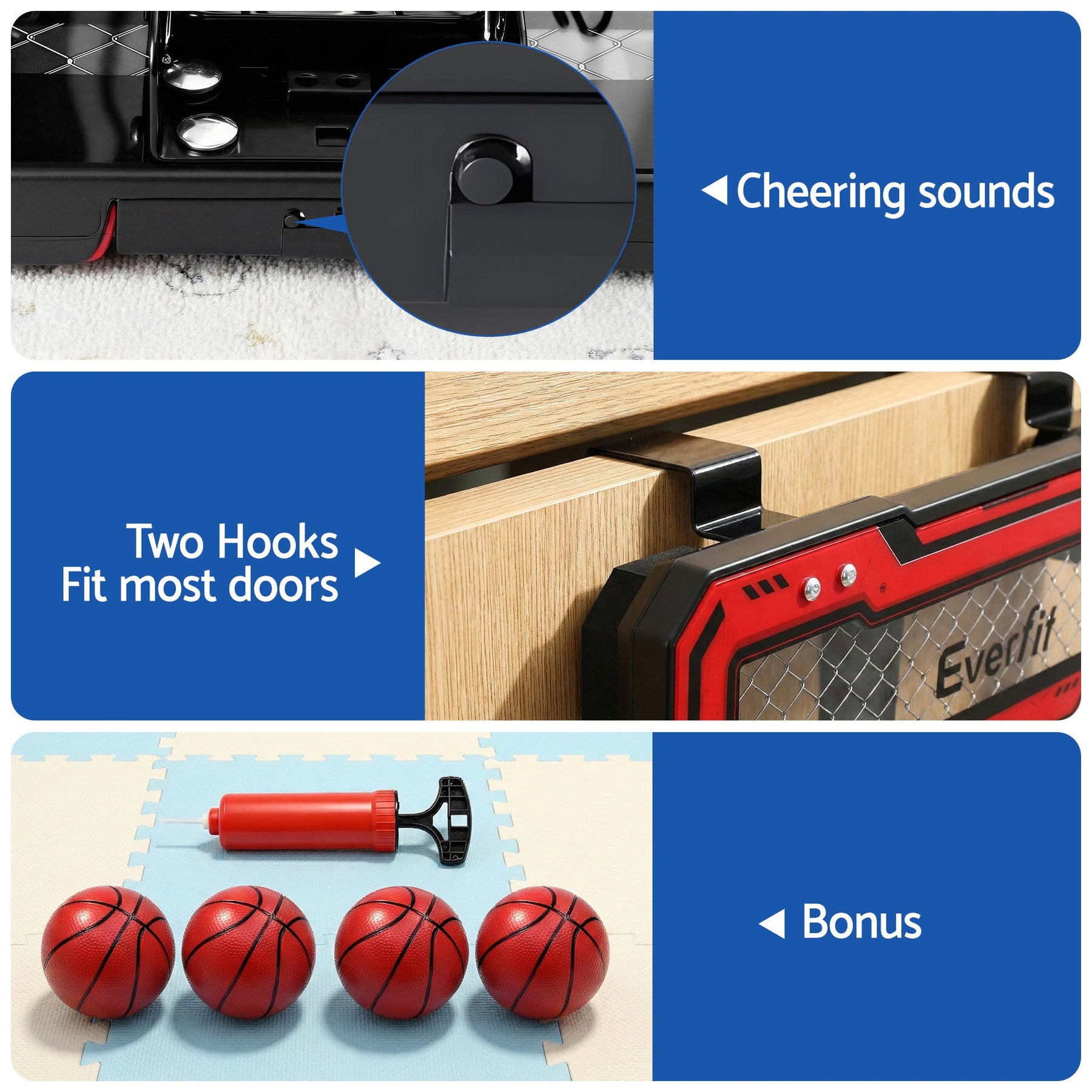Everfit Mini Basketball Hoop Over Door Indoor LED Scoreboard Kids Set 40x30cm - SportZone.co.nz
