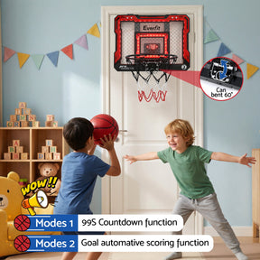 Everfit Mini Basketball Hoop Over Door Indoor LED Scoreboard Kids Set 40x30cm - SportZone.co.nz