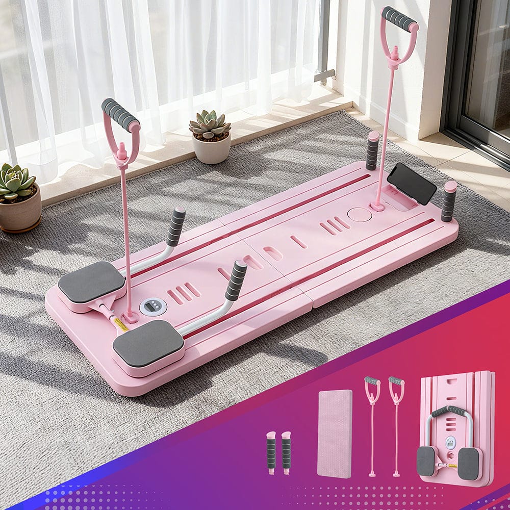 Everfit Pilates Reformer Abdominal Exercise Board Push Up Set Fitness Pink - SportZone.co.nz