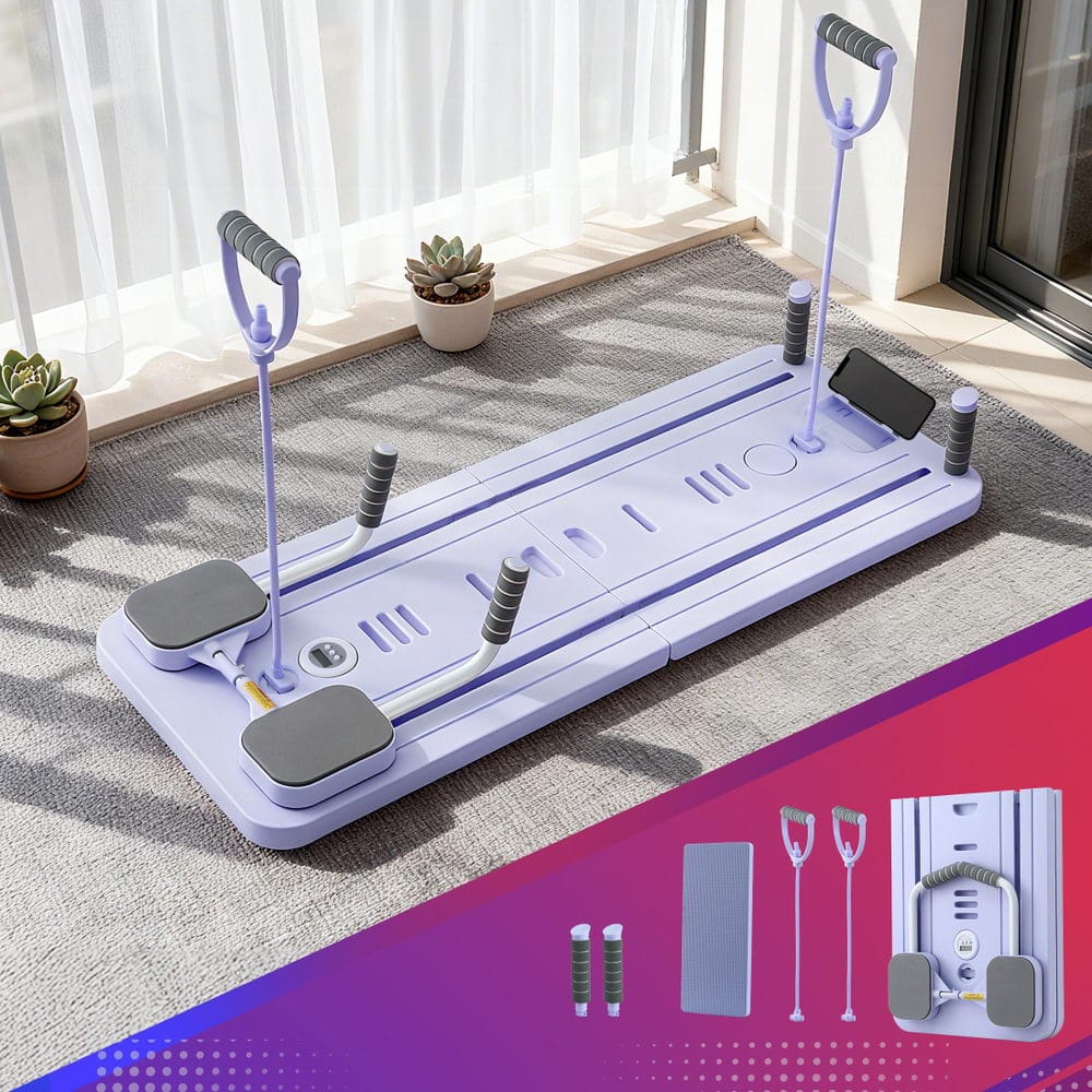 Everfit Pilates Reformer Abdominal Exercise Board Push Up Set Fitness Purple - SportZone.co.nz