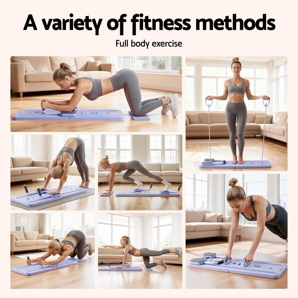 Everfit Pilates Reformer Abdominal Exercise Board Push Up Set Fitness Purple - SportZone.co.nz