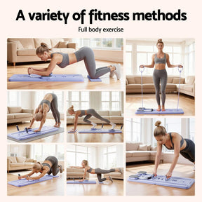 Everfit Pilates Reformer Abdominal Exercise Board Push Up Set Fitness Purple - SportZone.co.nz