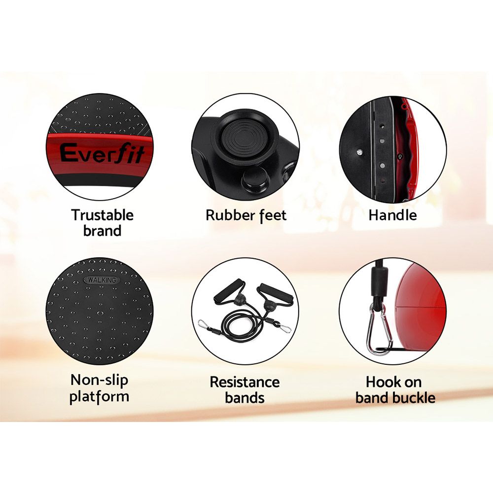 Everfit Vibration Machine Platform Resistance Rope Home Fitness Dark Red - SportZone.co.nz