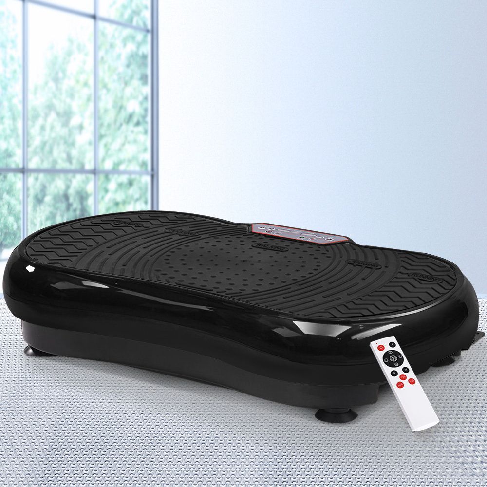 Everfit Vibration Machine Platform Vibrator Resistance Rope Home Fitness Black - SportZone.co.nz